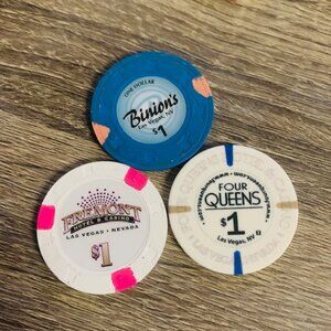 Lucky Gift Lot of 3 Las Vegas Casino Chip Downtown Binion's The Fremont 4 Queens